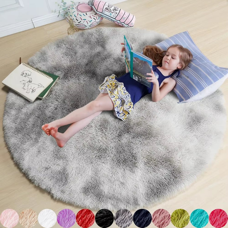 Bedroom Living Room Plush round Carpet Infant Crawling anti Slip Soft Pad Ins Home Decor Pink Carpet