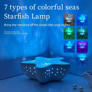Bedroom Bedside Table Lamp Starfish Led Projector Night Light Rechargeable RGB Ocean Wave Romantic Mood Light Party Room Decor
