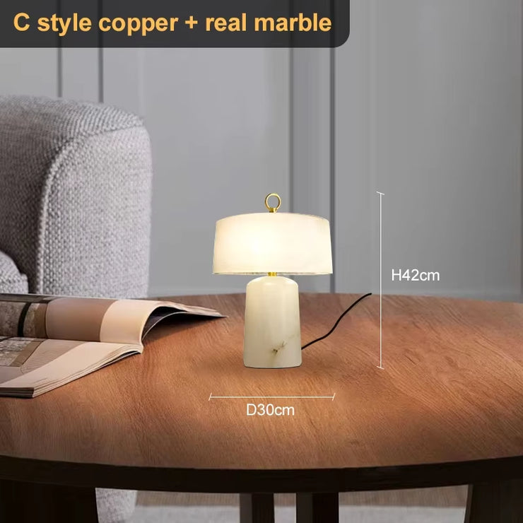 Marble Table Lamp with Plug for Bedroom Living Room Modern Desk Lighting Italian Designer Bedside Nightstand Lamp