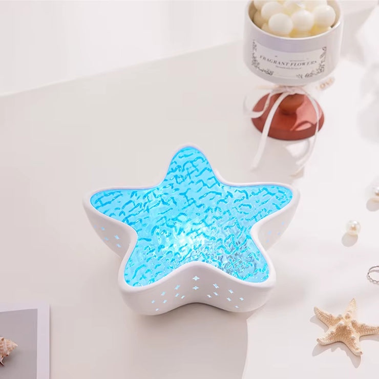 Bedroom Bedside Table Lamp Starfish Led Projector Night Light Rechargeable RGB Ocean Wave Romantic Mood Light Party Room Decor