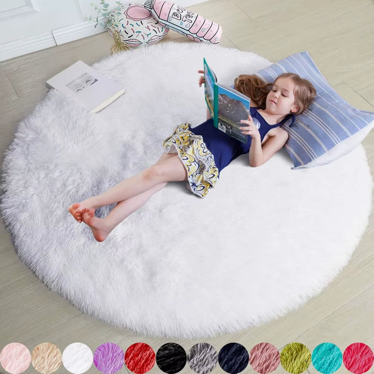 Bedroom Living Room Plush round Carpet Infant Crawling anti Slip Soft Pad Ins Home Decor Pink Carpet