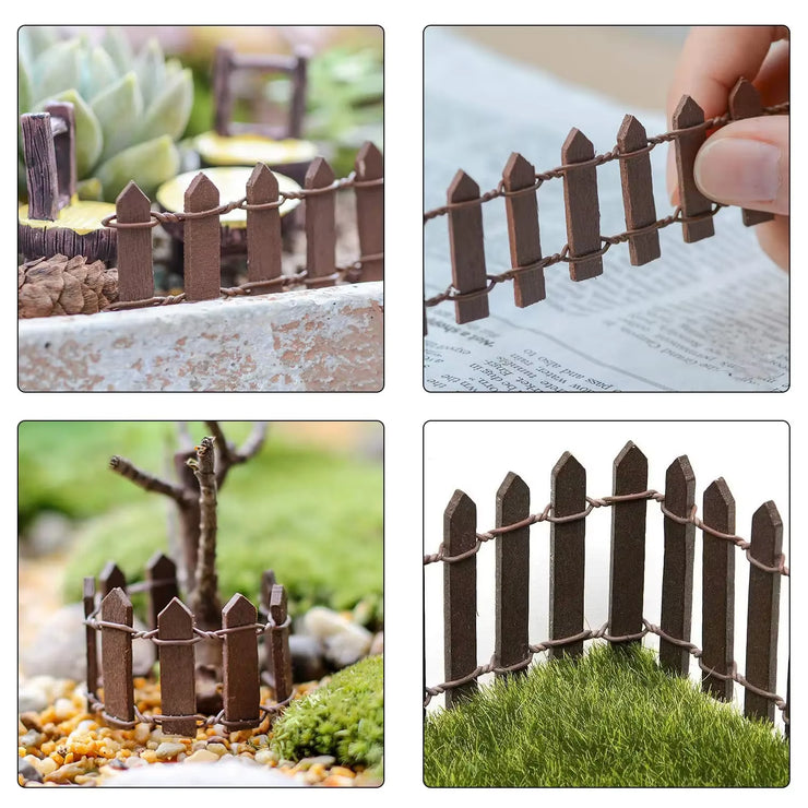 Miniature Fairy Garden Fence 5 X 90Cm Mini Wooden Fence DIY Fairy Garden Accessories Wood Barrier Dollhouse Home Craft Decor