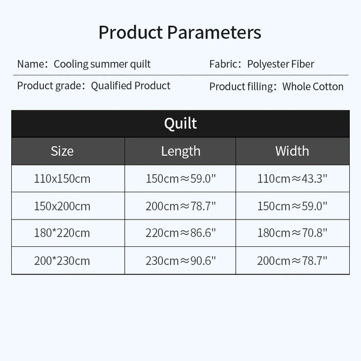 2025 New Japanese Polyester Cotton Quilted Summer Quilt Skin-Friendly Washable Light Luxury Style Solid Color Lightweight