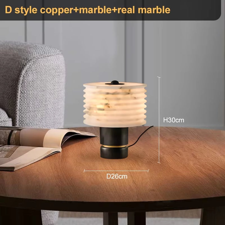 Marble Table Lamp with Plug for Bedroom Living Room Modern Desk Lighting Italian Designer Bedside Nightstand Lamp