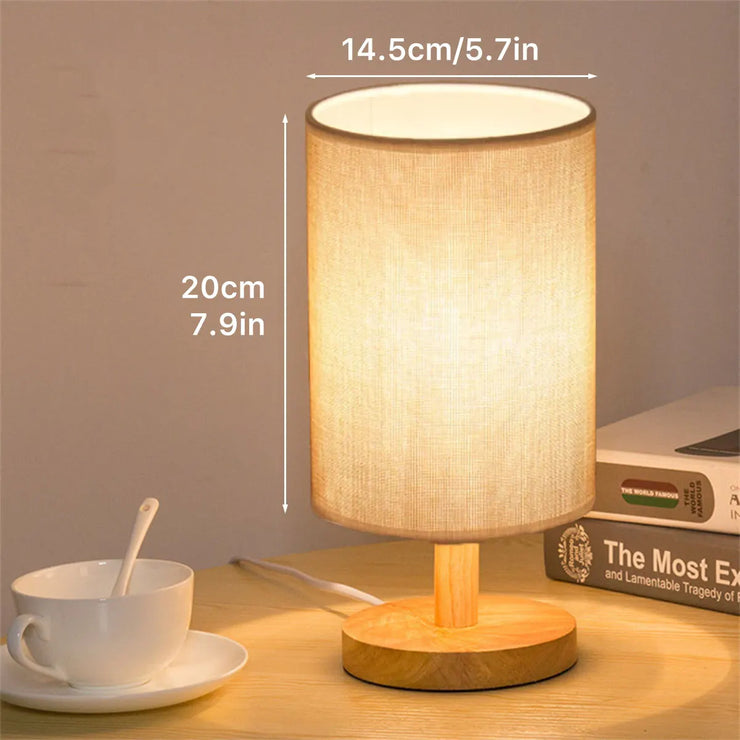 USB Bedside Lamp Night Lights Table Lamp For Bedroom Wooden Desk
