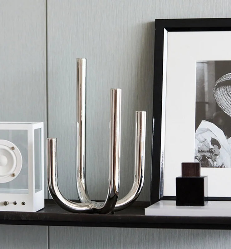 Modern Four Head Metal Candle Holders Creative Art Living Room Desktop
