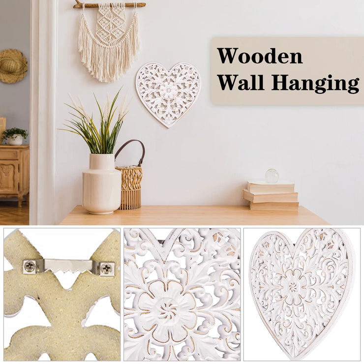 Hollow Carved Wooden Wall Decor Floral Wall Panel Hanging Decor Carved