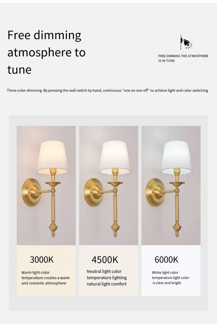 American Bedroom Bedside Lamp Mirror Front Light Simple Living Room Villa