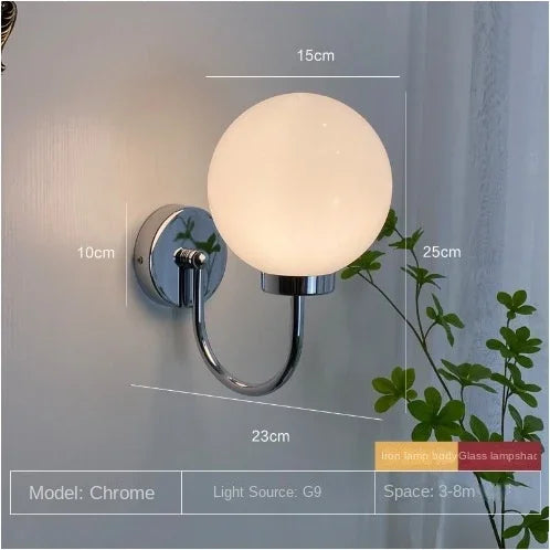Bedside Lamp Modern Nordic Spherical Glass Wall Lamp