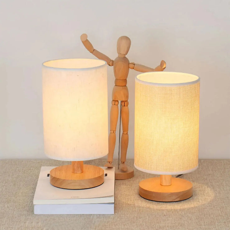 USB Bedside Lamp Night Lights Table Lamp For Bedroom Wooden Desk