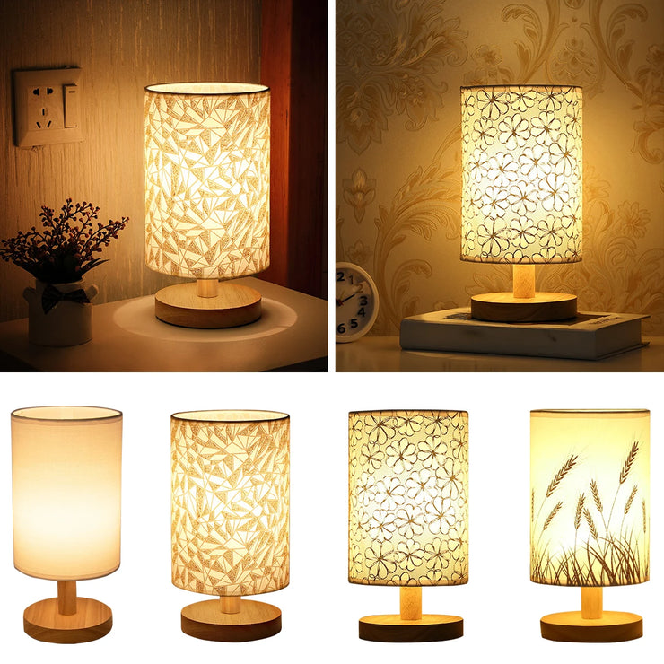 USB Bedside Lamp Night Lights Table Lamp For Bedroom Wooden Desk