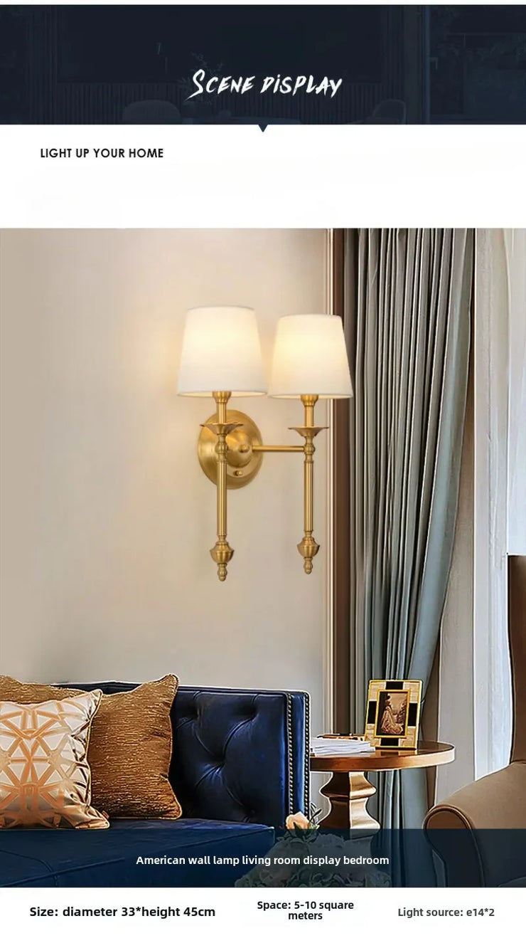 American Bedroom Bedside Lamp Mirror Front Light Simple Living Room Villa