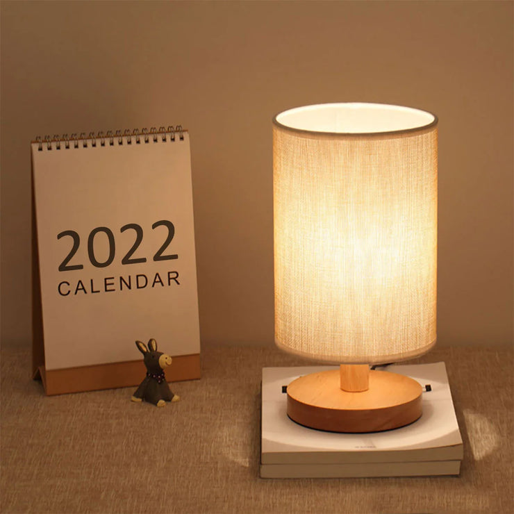 USB Bedside Lamp Night Lights Table Lamp For Bedroom Wooden Desk