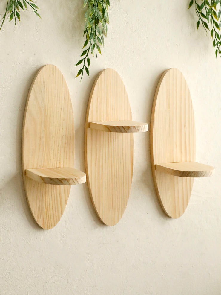 Wooden Wall Shelves, Oval Floating Shelf, Crystal Display Stands