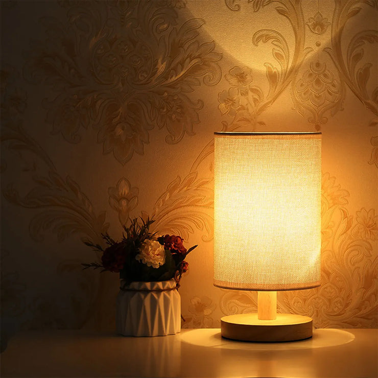 USB Bedside Lamp Night Lights Table Lamp For Bedroom Wooden Desk