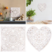 Hollow Carved Wooden Wall Decor Floral Wall Panel Hanging Decor Carved