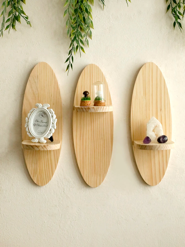 Wooden Wall Shelves, Oval Floating Shelf, Crystal Display Stands