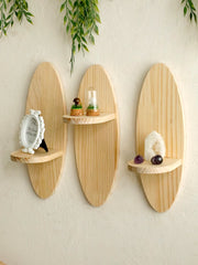 Wooden Wall Shelves, Oval Floating Shelf, Crystal Display Stands