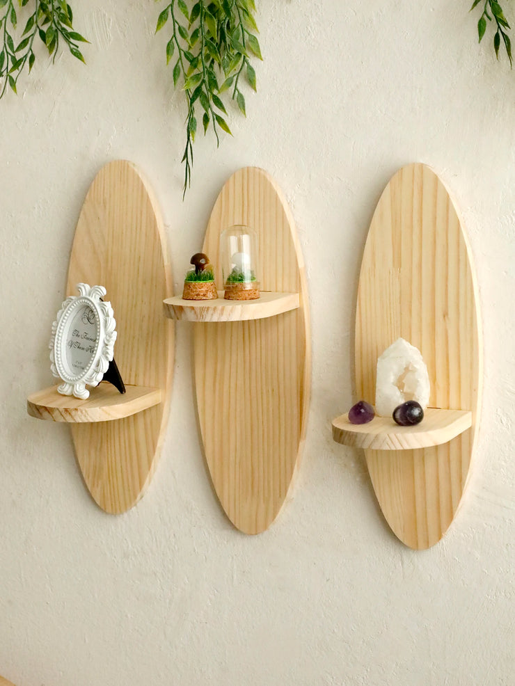 Wooden Wall Shelves, Oval Floating Shelf, Crystal Display Stands