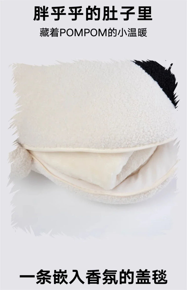 Panda Two-in-one Throw Pillow Blanket for Sofa or Bed or Car Pillows