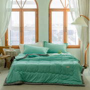 2025 New Japanese Polyester Cotton Quilted Summer Quilt Skin-Friendly Washable Light Luxury Style Solid Color Lightweight