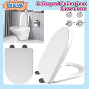 D-Shaped Toilet Seat - Slow Close Quiet Lid with Thickened Design
