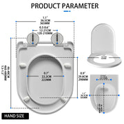 D-Shaped Toilet Seat - Slow Close Quiet Lid with Thickened Design