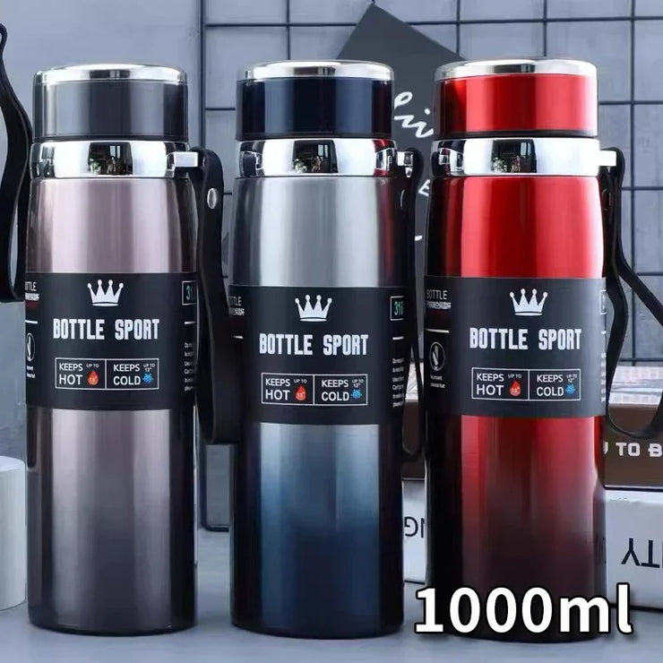 1L Thermal Water Bottle - Stainless Steel Vacuum Flask for Hot & Cold