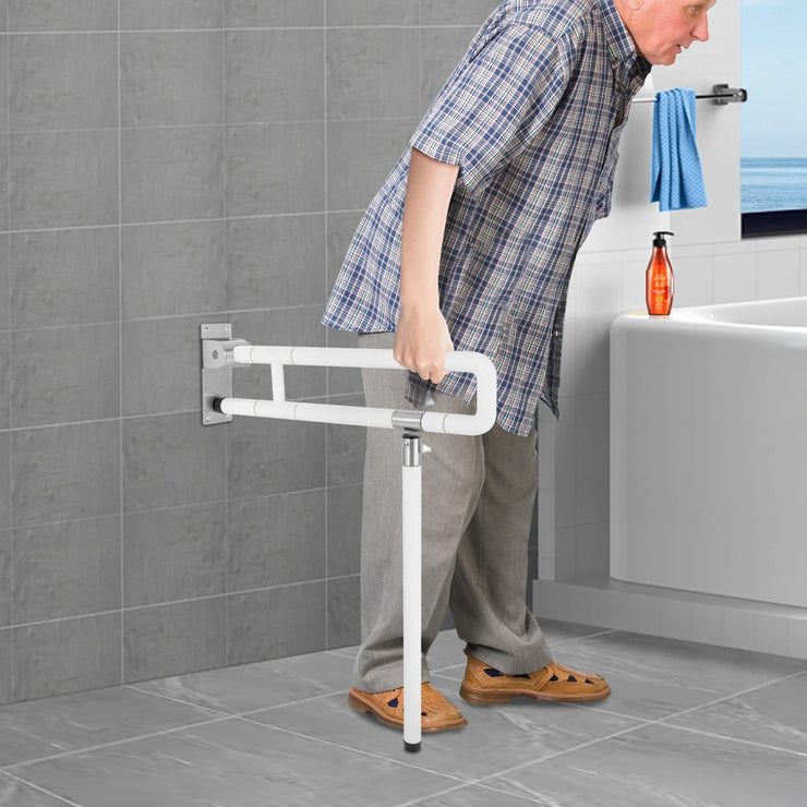 Foldable Toilet Grab Bar - Wall Mounted Safety Handle for Disabled & Elderly