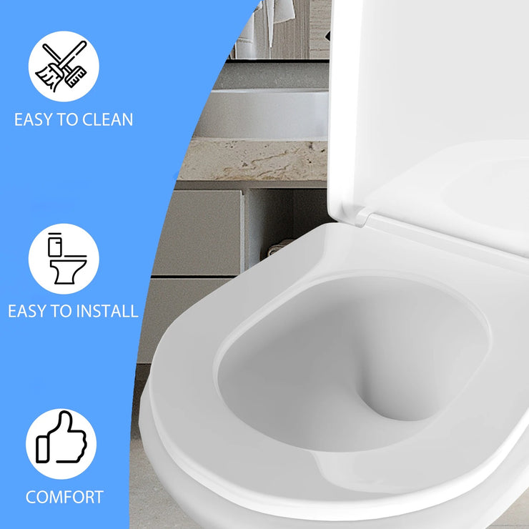 D-Shaped Toilet Seat - Slow Close Quiet Lid with Thickened Design
