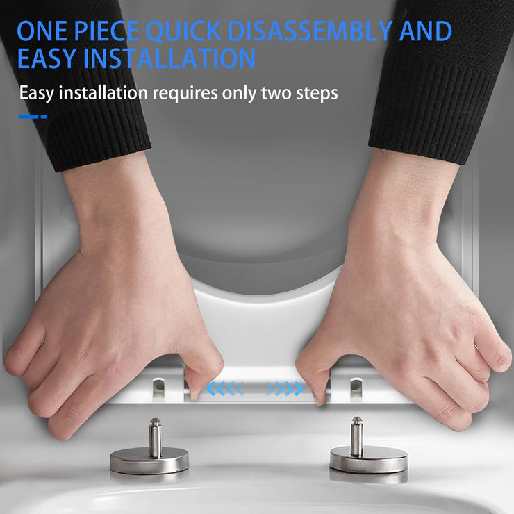D-Shaped Toilet Seat - Slow Close Quiet Lid with Thickened Design